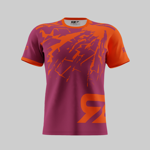 RZEWEAR7 - T-Shirt "RZE" - fluo orange/dark red